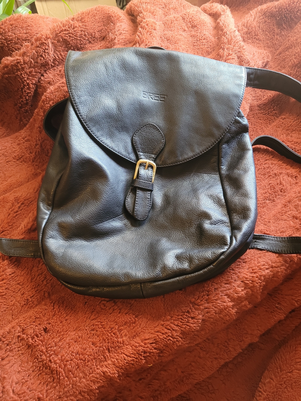 Vintage 1990s BREE Black Softest Leather Backpack - Buckle Flap Gorgeous EUC